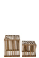 Set Of 2 Coffee Tables Cubic Recycle Teak Natural - Majorr