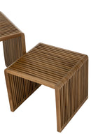 Set Of 2 Coffee Tables Cubic Recycle Teak Natural - Majorr