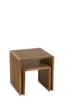 Set Of 2 Coffee Tables Cubic Recycle Teak Natural - Majorr