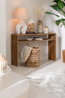 Set Of 2 Console With Shelf Recycle Teak Natural - Majorr