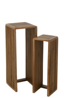 Set Of 2 Side Tables Cubic Recycle Teak Natural - Majorr