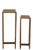 Set Of 2 Side Tables Cubic Recycle Teak Natural - Majorr