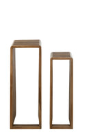 Set Of 2 Side Tables Cubic Recycle Teak Natural - Majorr