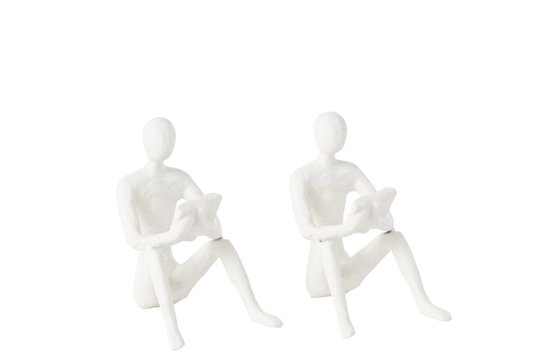 Lot de 2 statues assises Koli Iron White