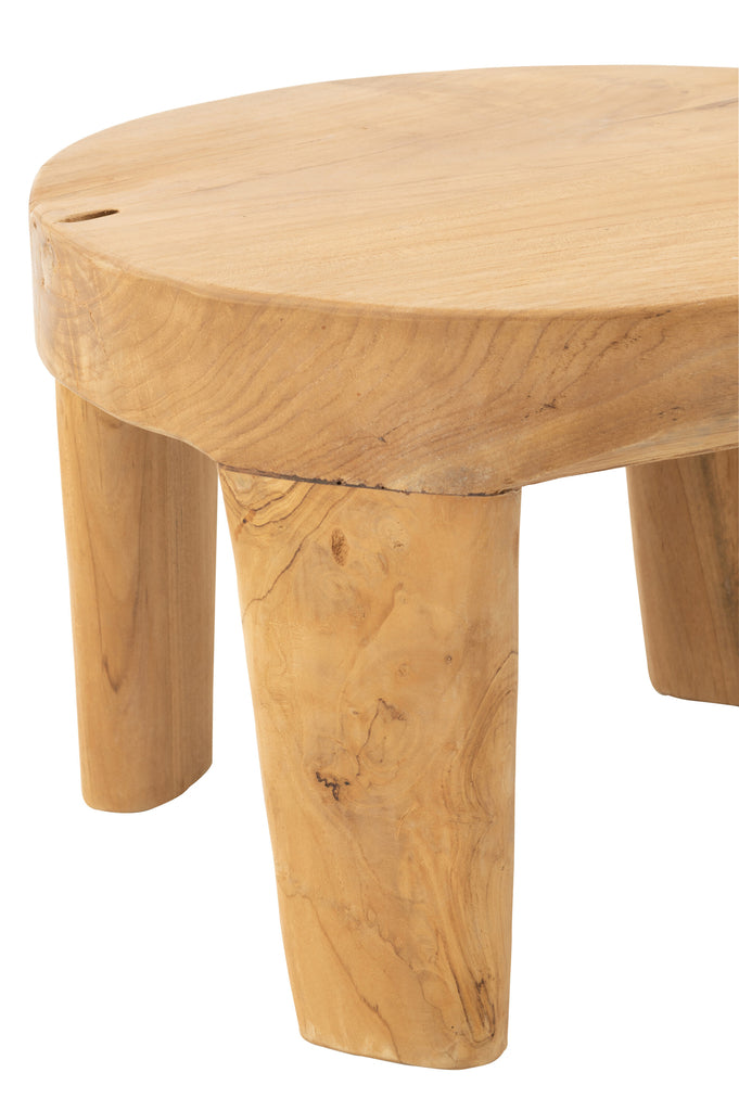 Set Of 2 Table Round Teak Wood Natural - Majorr