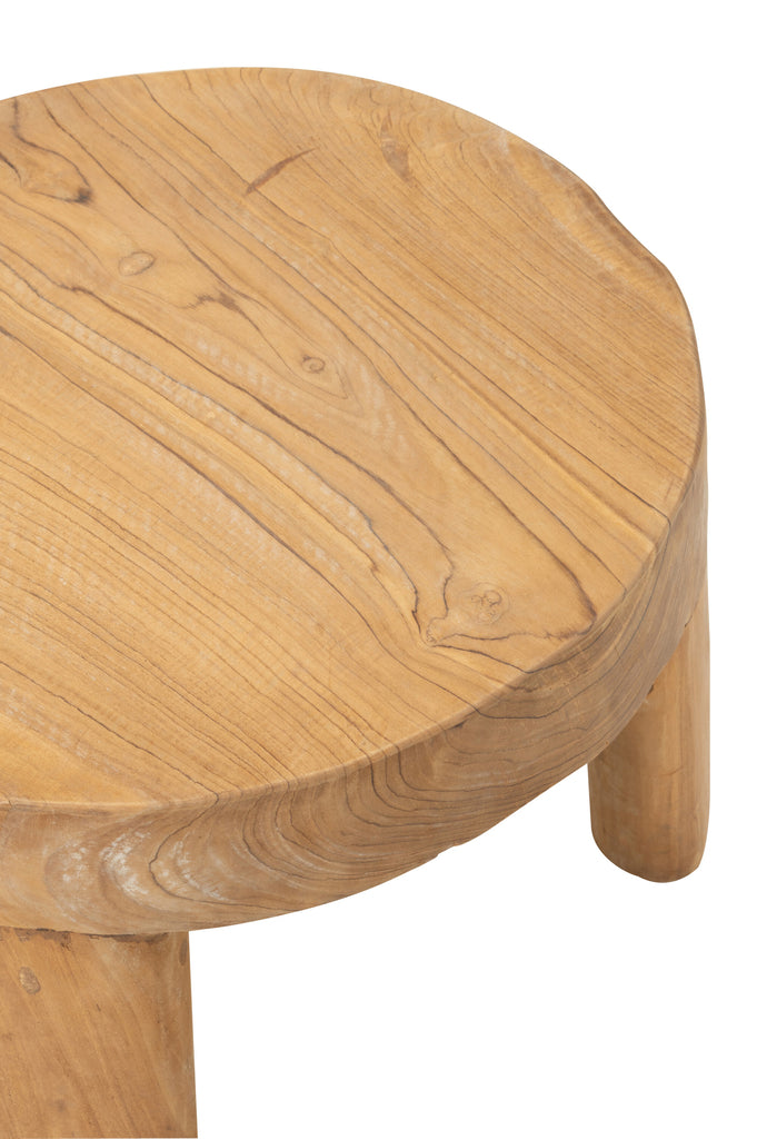 Set Of 2 Table Round Teak Wood Natural - Majorr