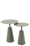 Set Of 2 Tables Round Iron Green - Majorr
