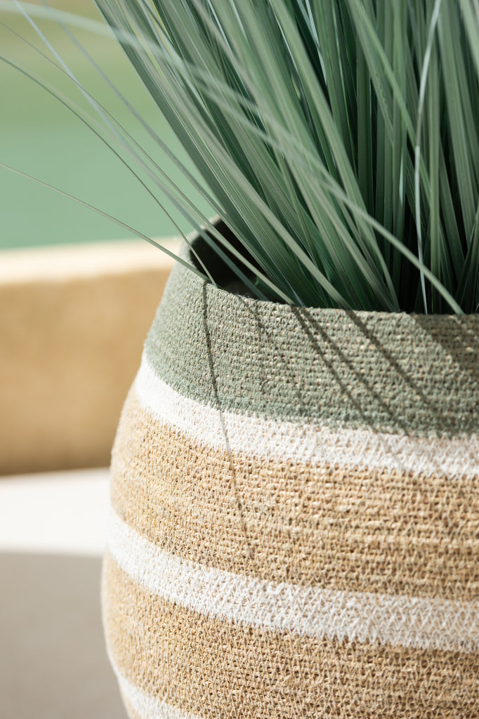 Set Of 3 Basket Stripes Seagrass Green/Natural - Majorr