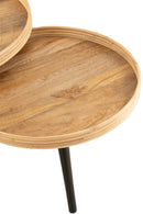Set Of 3 Coffee Table Round Mango Wood Natural - Majorr