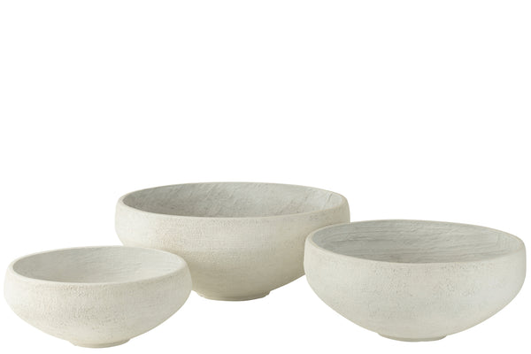 Set Of 3 Dish Fiber Clay White - Majorr