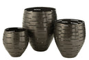 Set Of 3 Hurricane Bowls Metal Black - Majorr