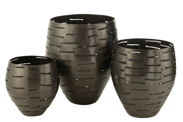 Lot de 3 bols Hurricane en métal noir