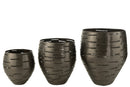 Set Of 3 Hurricane Bowls Metal Black - Majorr