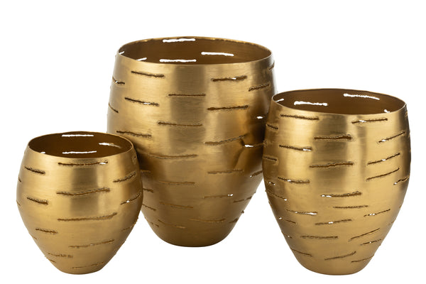 Lot de 3 bols Hurricane en métal doré