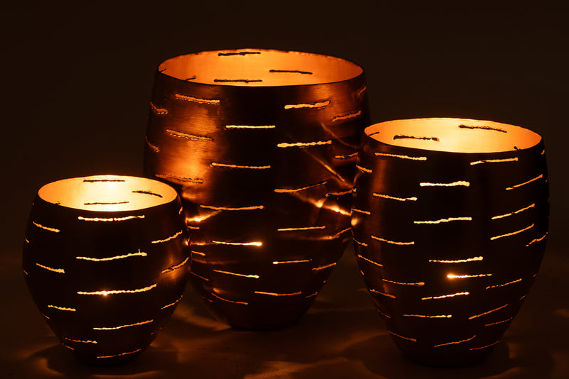 Set Of 3 Hurricane Bowls Metal Gold - Majorr