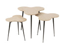 Set Of 3 Side Tables Bee Marble/Metal White/Black - Majorr