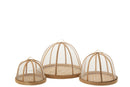 Set Of 3 Tray+Foodcover Bamboo Natural/White - Majorr