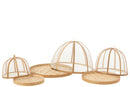 Set Of 3 Tray+Foodcover Bamboo Natural/White - Majorr