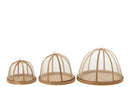 Set Of 3 Tray+Foodcover Bamboo Natural/White - Majorr