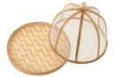 Set Of 3 Tray+Foodcover Bamboo Natural/White - Majorr