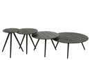 Set Of 4 Tables Round Recycle Teak Black - Majorr