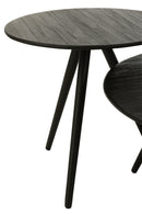 Set Of 4 Tables Round Recycle Teak Black - Majorr
