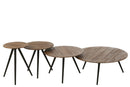Set Of 4 Tables Round Recycle Teak Natural - Majorr