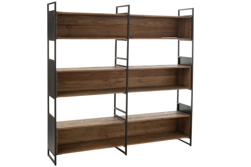 Shelf Rustik Recycled Wood/Metal Black/Natural Large - Majorr