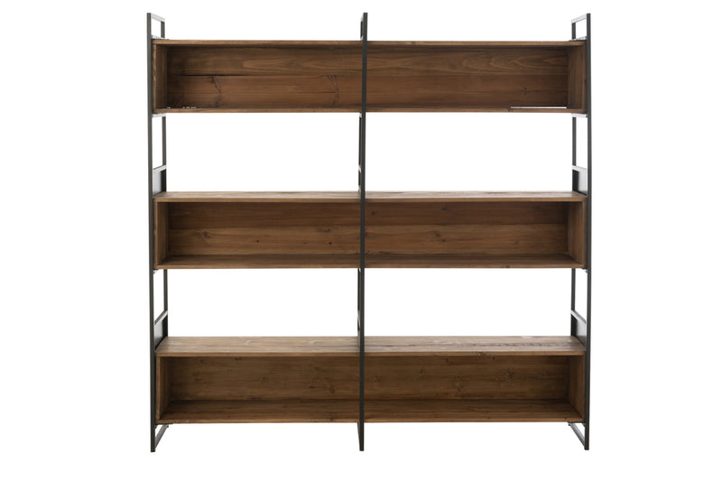 Shelf Rustik Recycled Wood/Metal Black/Natural Large - Majorr