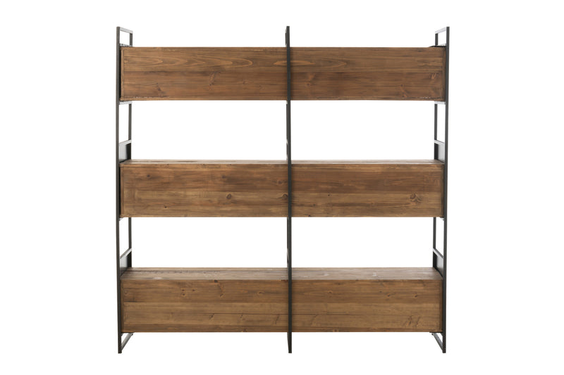 Shelf Rustik Recycled Wood/Metal Black/Natural Large - Majorr