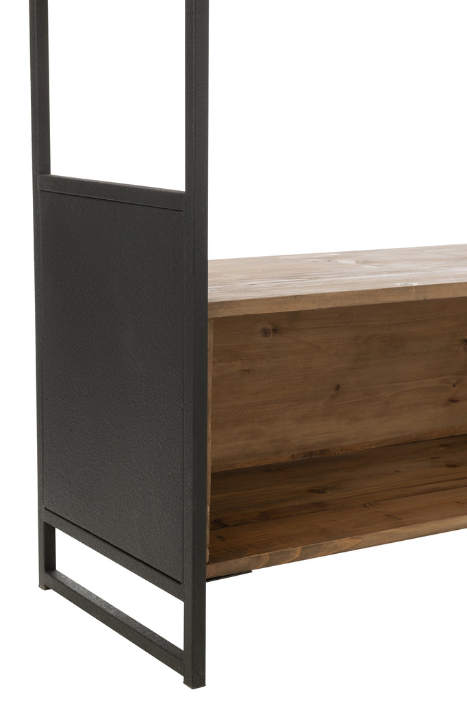 Shelf Rustik Recycled Wood/Metal Black/Natural Large - Majorr