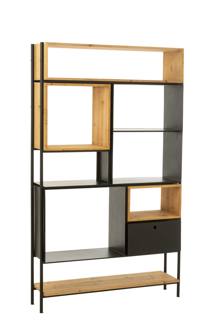 Shelf Tina Fir Wood/Iron Black/Natural Large - Majorr