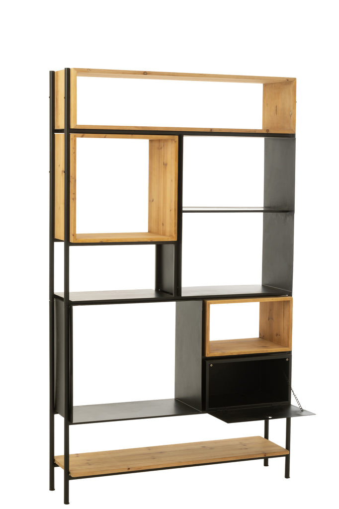 Shelf Tina Fir Wood/Iron Black/Natural Large - Majorr