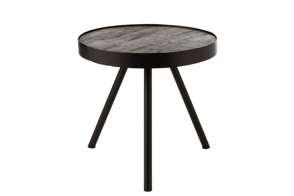 Table d'appoint Fien en bois de manguier et fer, marron foncé et noir