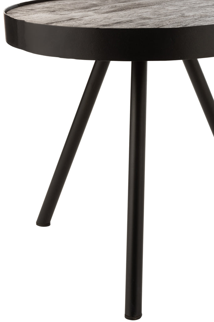Side Table Fien Mango Wood Iron Dark Brown Black - Majorr