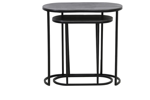 Side table S/2 max 53x26x53 cm BOCOV antique lead-black - Majorr