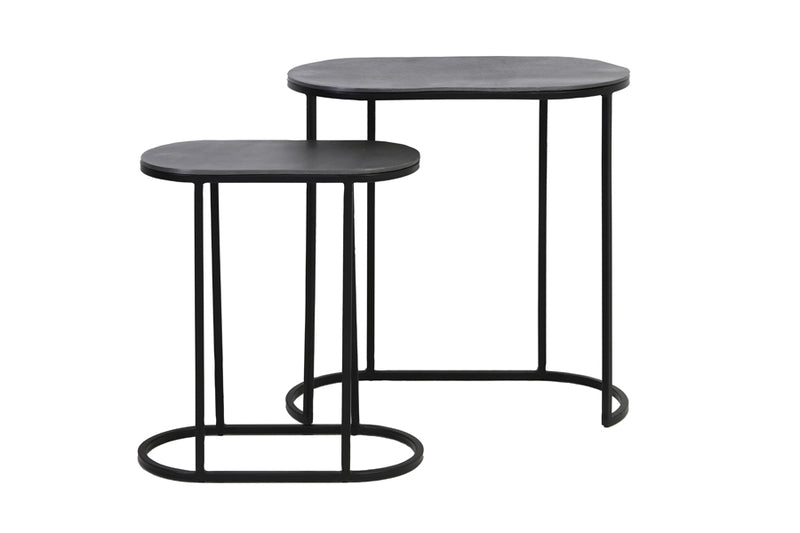 Side table S/2 max 53x26x53 cm BOCOV antique lead-black - Majorr