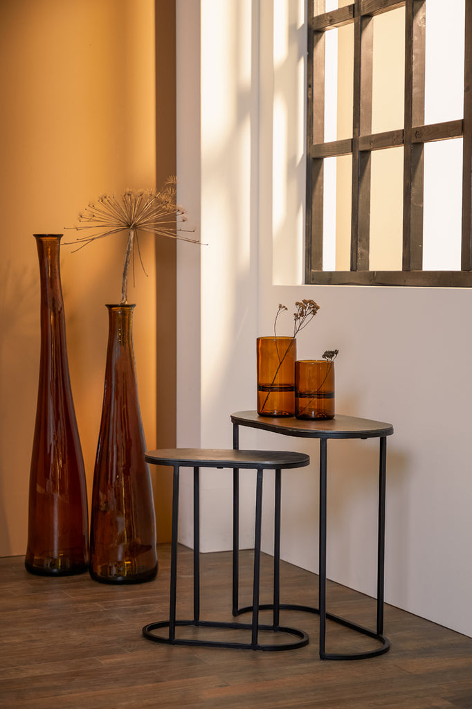 Side table S/2 max 53x26x53 cm BOCOV antique lead-black - Majorr