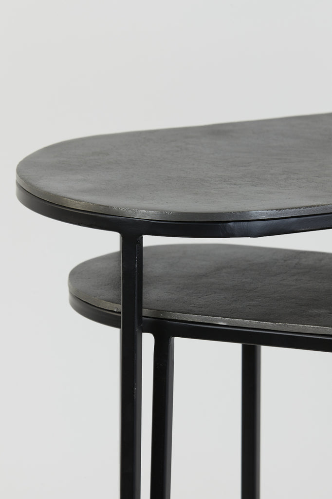 Side table S/2 max 53x26x53 cm BOCOV antique lead-black - Majorr
