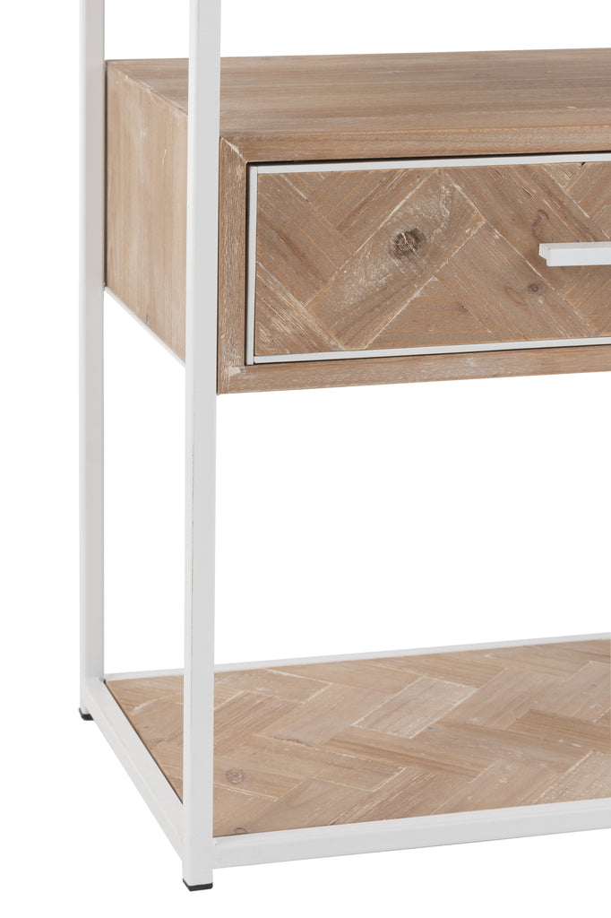 Sidetable Zigzag 1 Drawer Wood/Metal Natural/White - Majorr