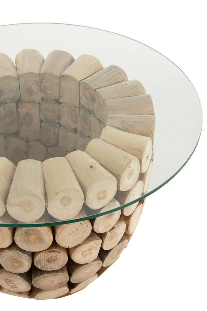 Sidetable Discs Open Teak Wood Natural/Glass - Majorr