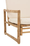 Sofa 2 People Bamboo+Textile Natural/White - Majorr