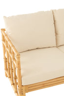 Sofa Elise+Cushion 2 Person Rattan/Textile Natural/White - Majorr