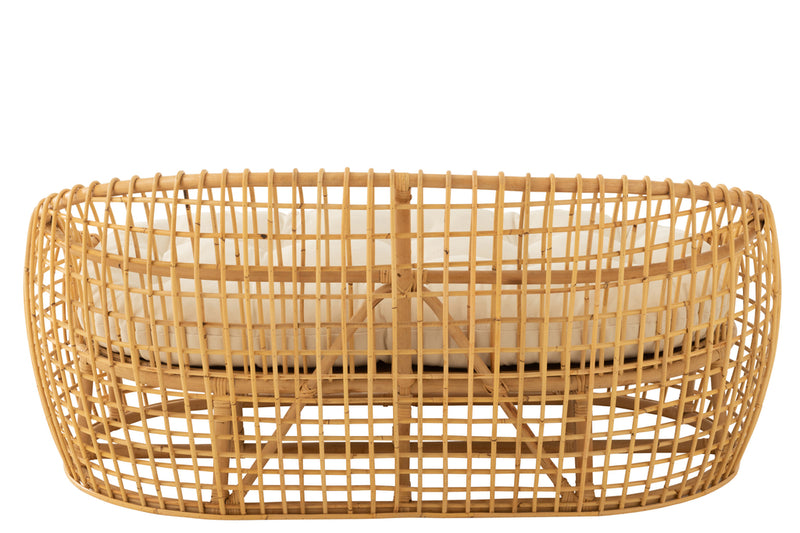 Sofa Lise+Cushion 2 Person Rattan/Textile Natural/White - Majorr