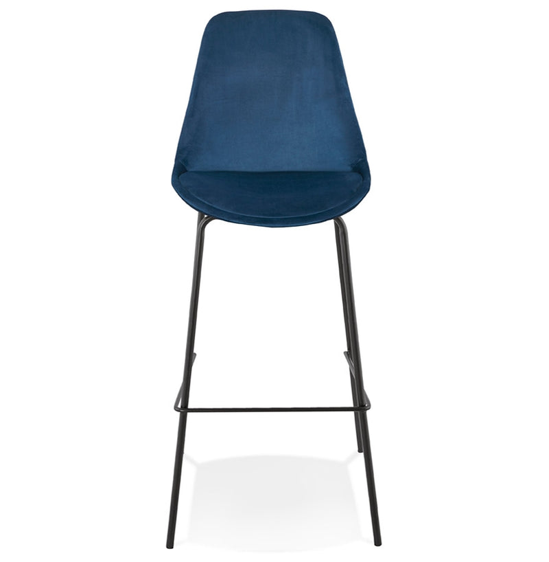 Barkruk 'SPARK' van blauw velours met zwarte metalen poten - Majorr