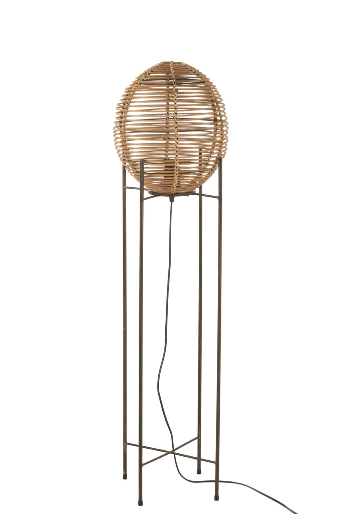 Standing Lamp On Frame Metal/Rattan Natural - Majorr