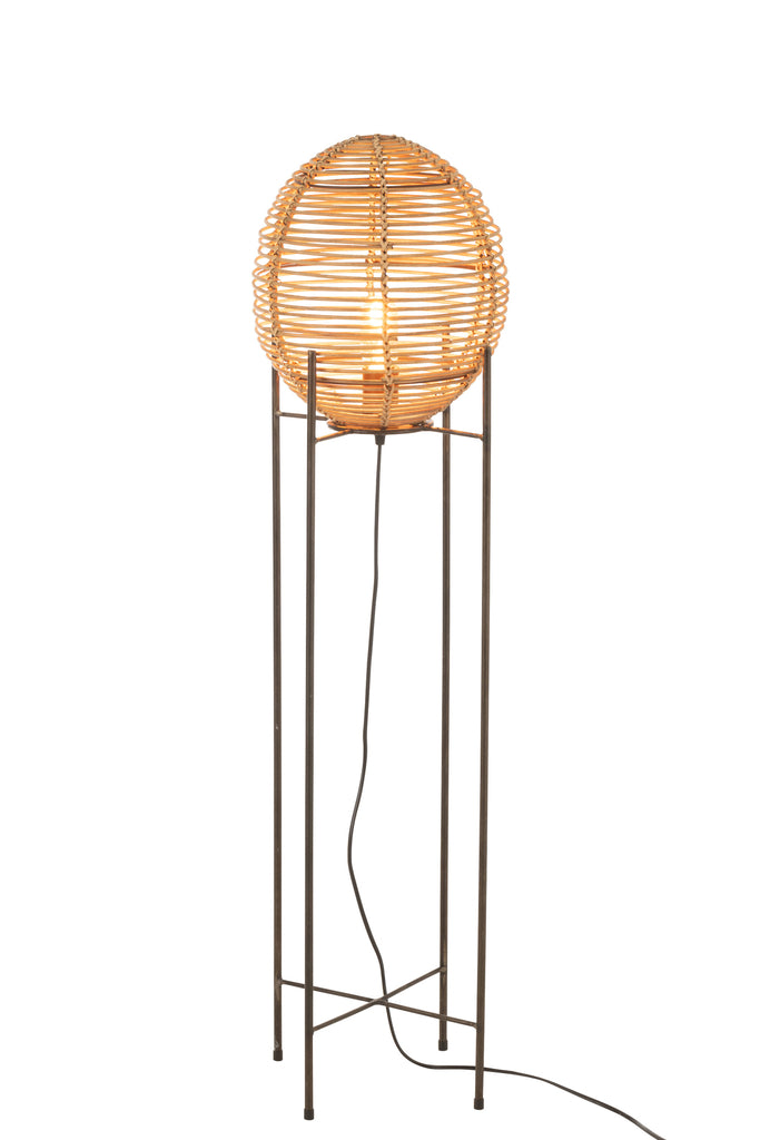 Standing Lamp On Frame Metal/Rattan Natural - Majorr