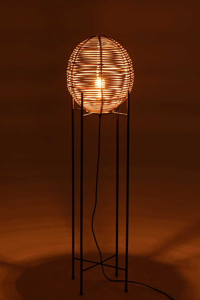 Standing Lamp On Frame Metal/Rattan Natural - Majorr