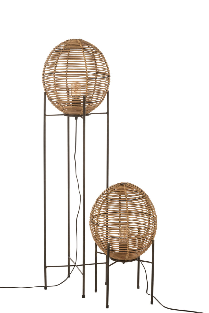 Standing Lamp On Frame Metal/Rattan Natural - Majorr