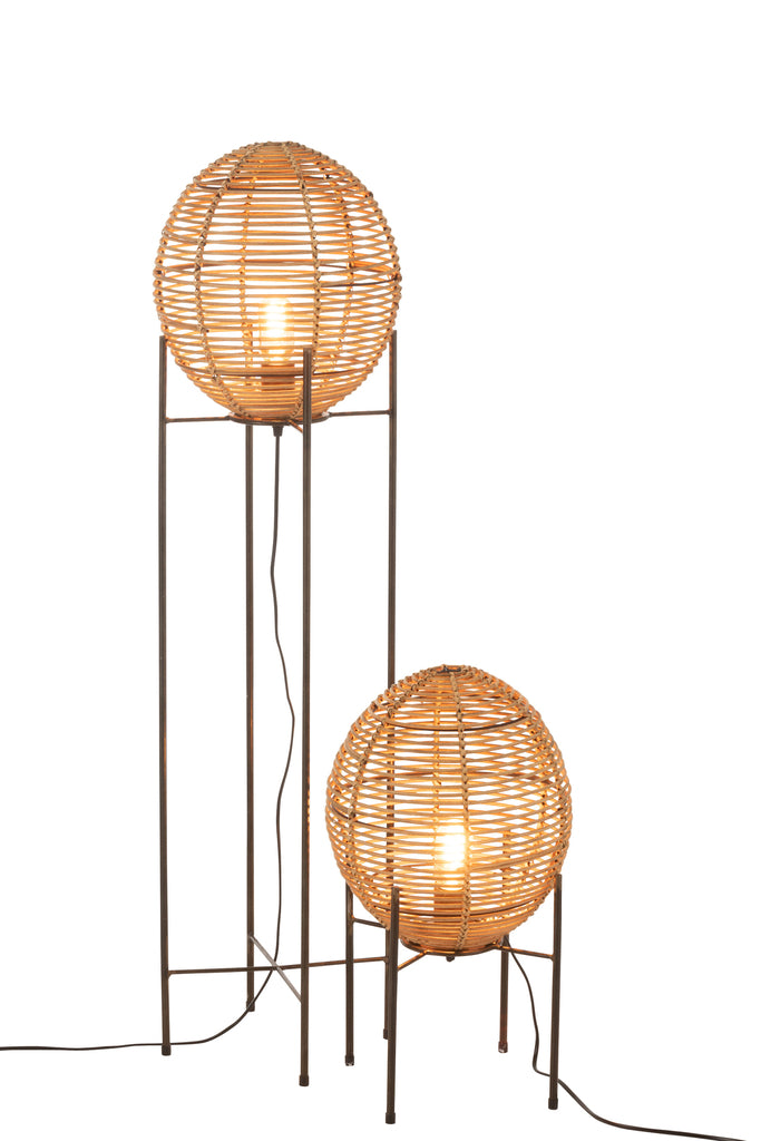 Standing Lamp On Frame Metal/Rattan Natural - Majorr